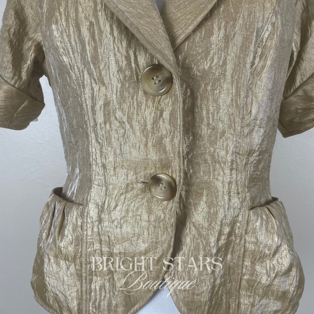Super Rare Gold Blazer ASO Rory Gilmore Girls Metallic Shimmer Vintage Y2K - Picture 9 of 15